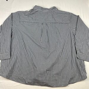 KingSize Mens 6XL Big Grey White Plaid Long Sleeve Button Down Shirt Pocket